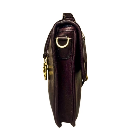 VINTAGE COACH Mahogany Leather Top Handle Turn Lock Unisex Shoulder Bag NYC COA - Picture 5 of 17